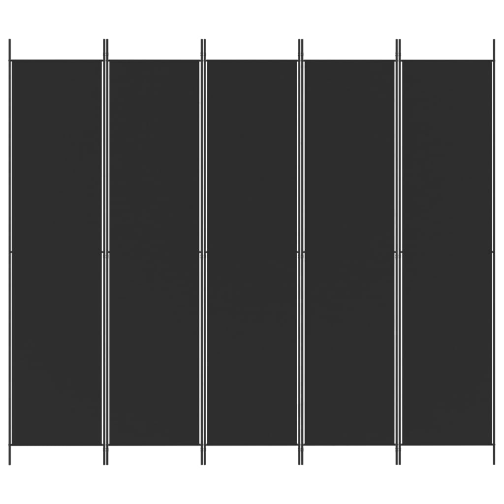 vidaXL 5-panelový paraván čierny 250x220 cm látkový