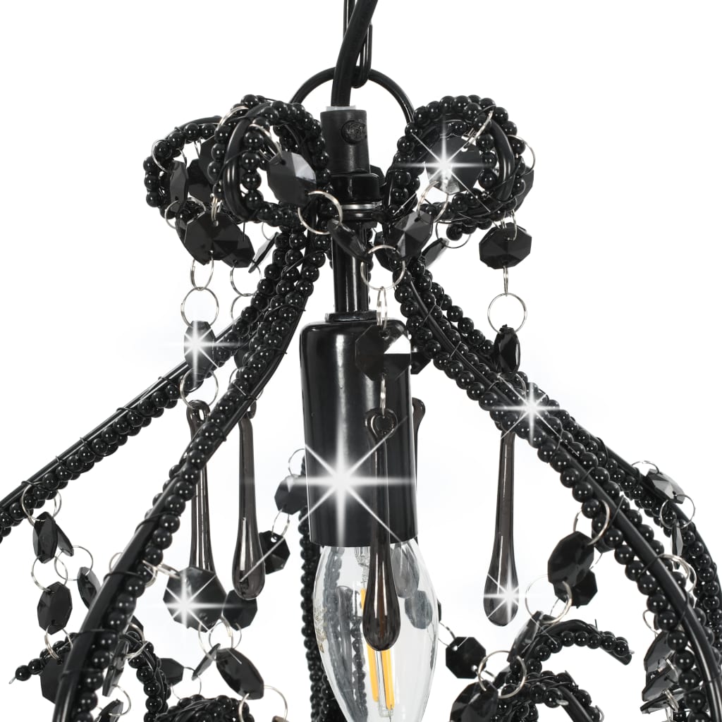 vidaXL Stropná lampa s krištálikmi, čierna, okrúhla E14
