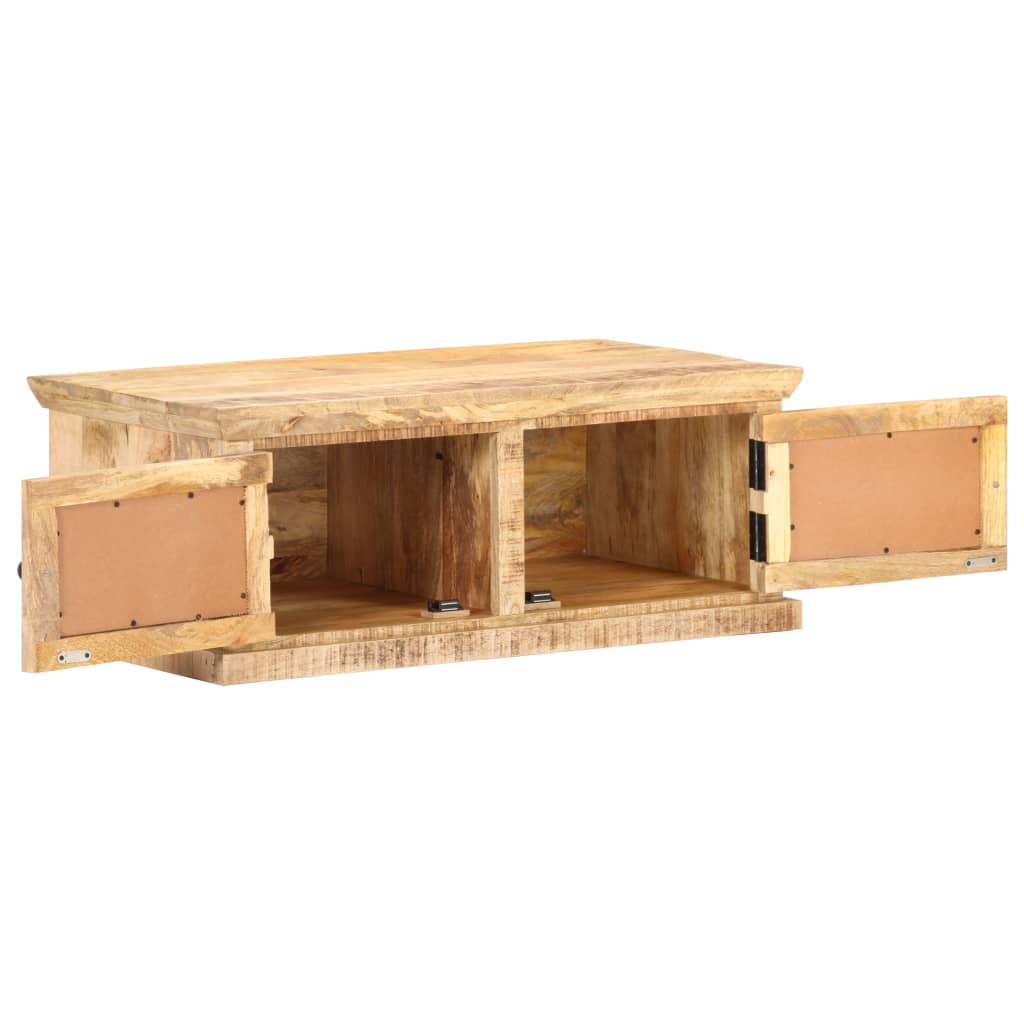 vidaXL Konferenčný stolík 90x50x35 cm mangové drevo a prírodná trstina