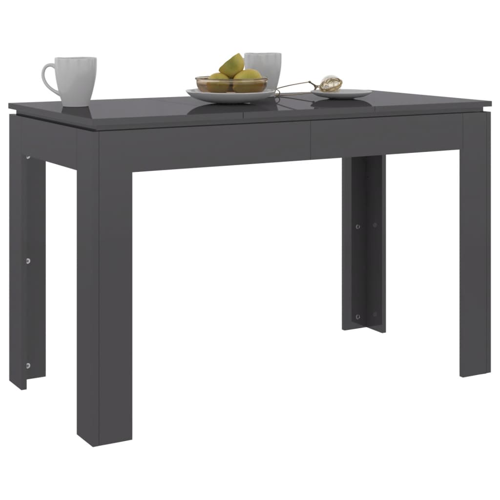 vidaXL Jedálenský stôl, lesklý sivý 120x60x76 cm, drevotrieska