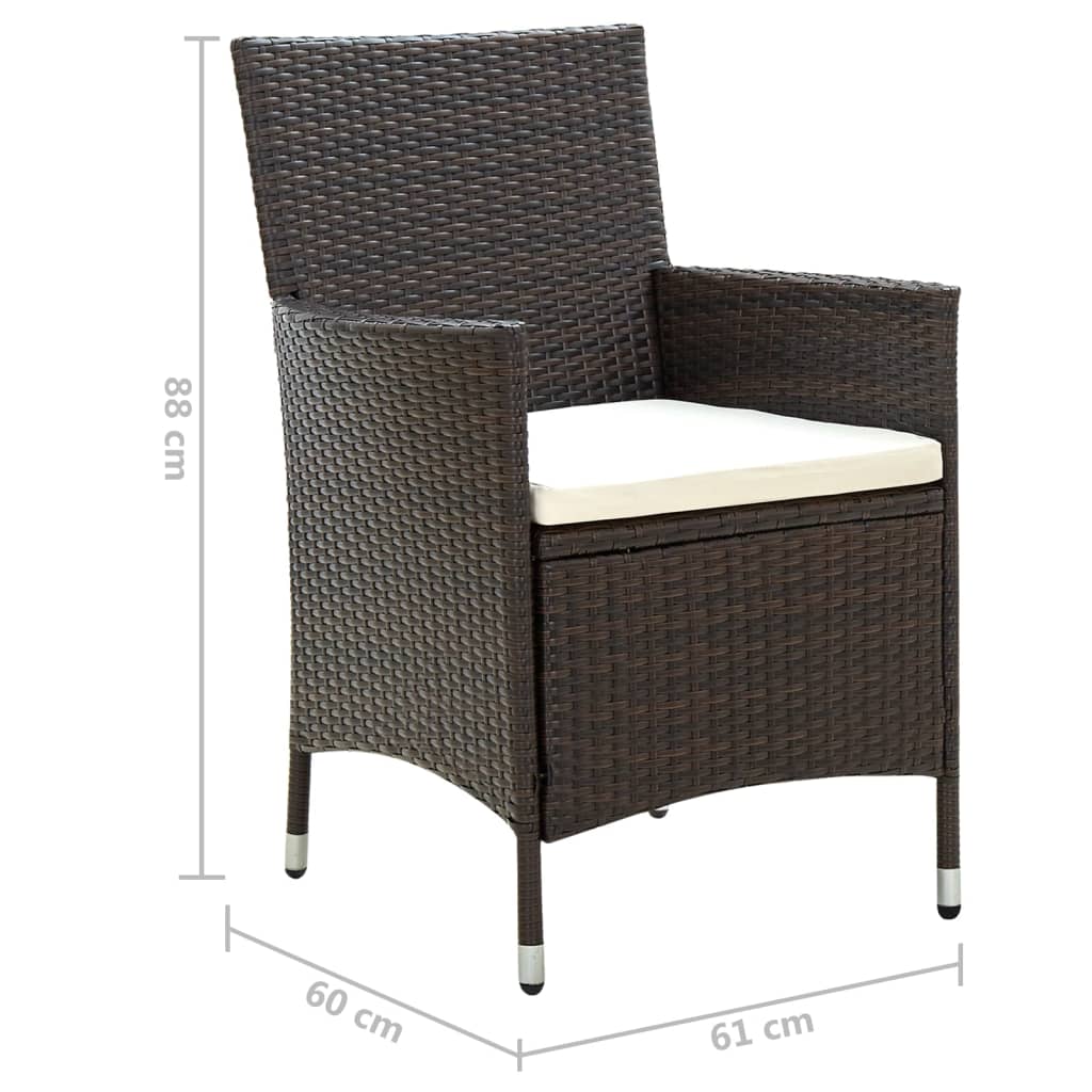 vidaXL Záhradné stoličky so sedákmi 2 ks polyratanové hnedé