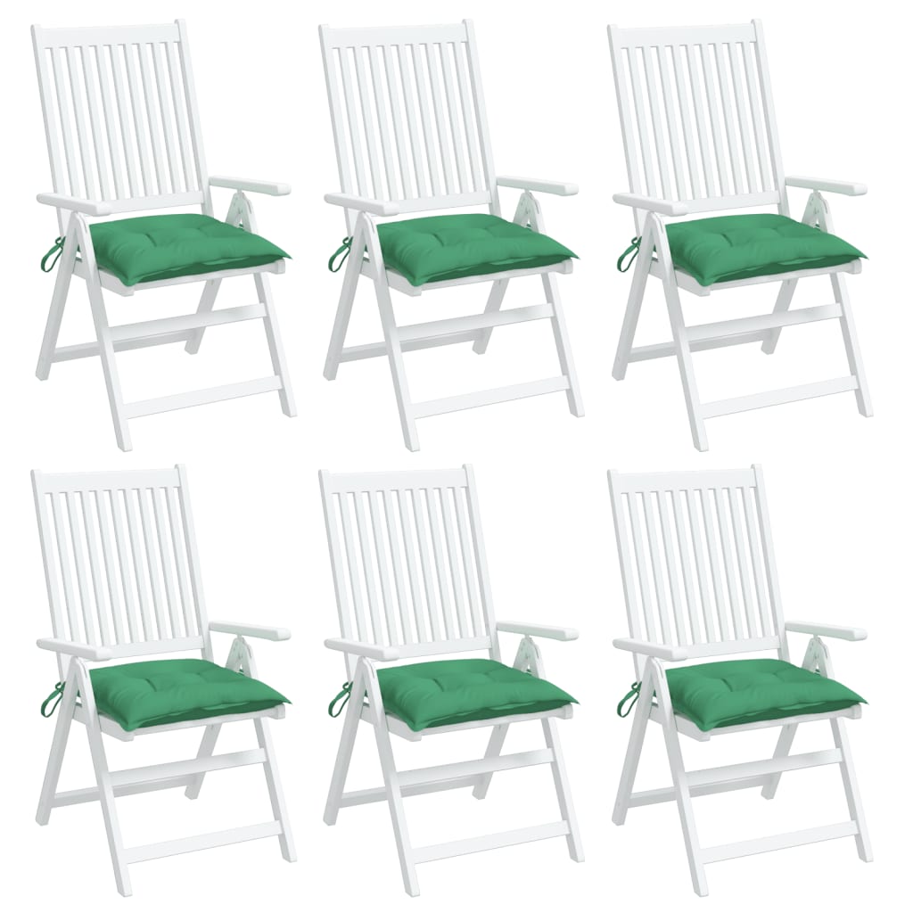 vidaXL Podložky na stoličku 6 ks, zelené 40x40x7 cm, oxfordská látka