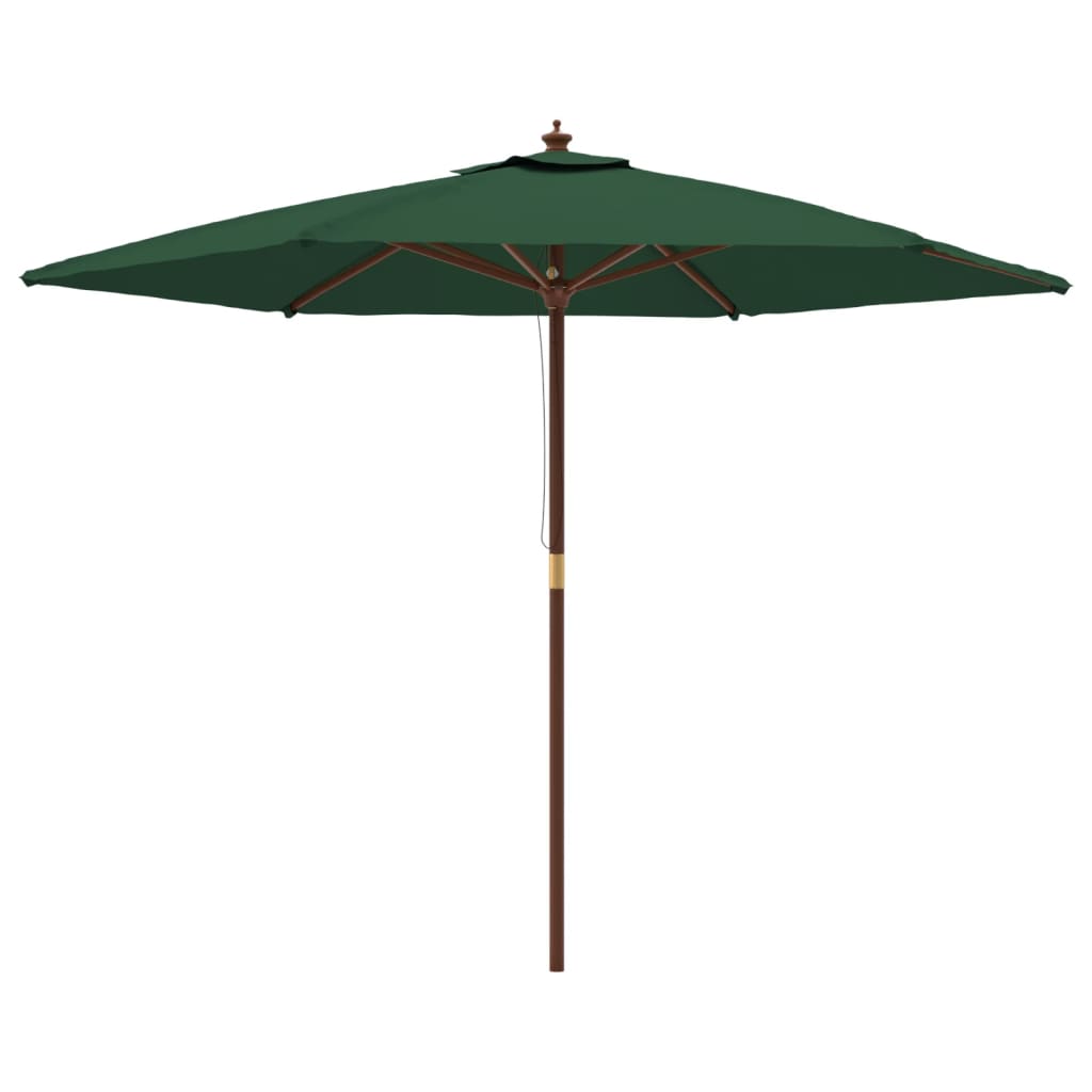 vidaXL Záhradný slnečník s drevenou tyčou zelený 299x240 cm