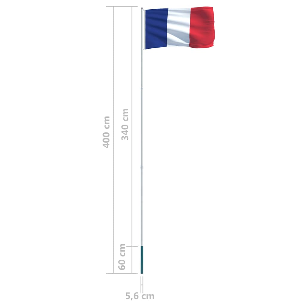 vidaXL Francúzska vlajka a stĺp 4 m hliníkový