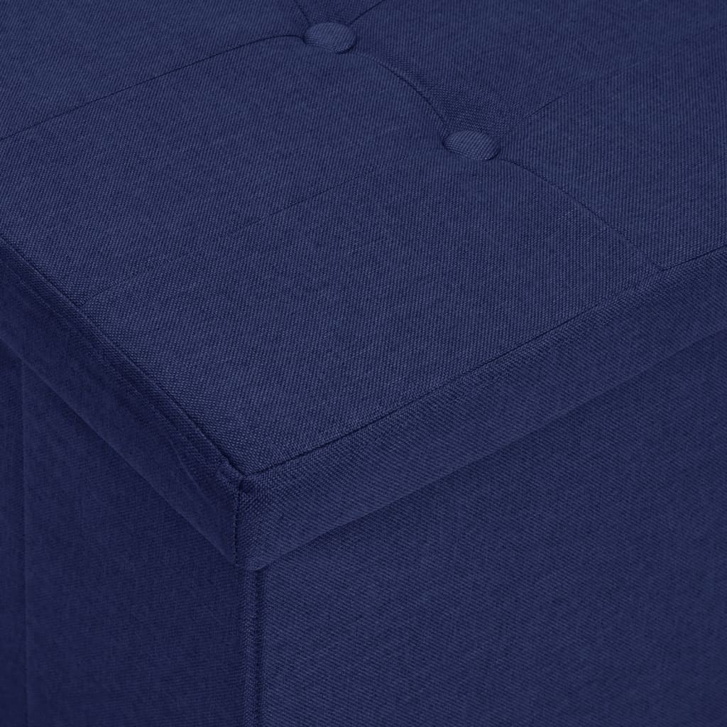 vidaXL Skladacia úložná lavica modrá umelý ľan