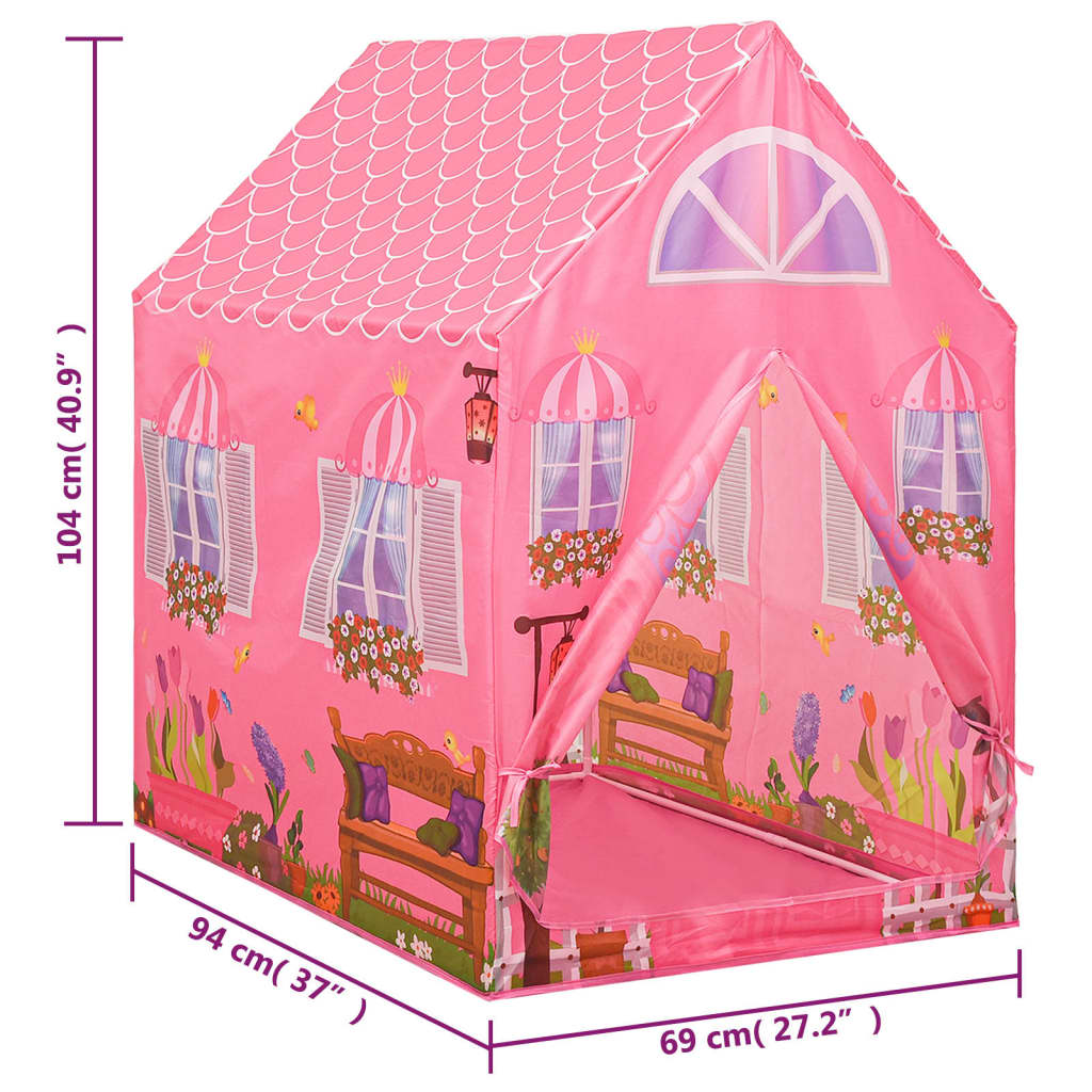 vidaXL Detský stan na hranie ružový 69x94x104 cm