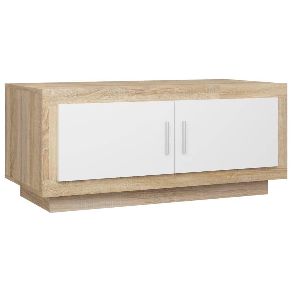 vidaXL Konferenčný stolík biely a sonoma 102x50x45 cm spracované drevo