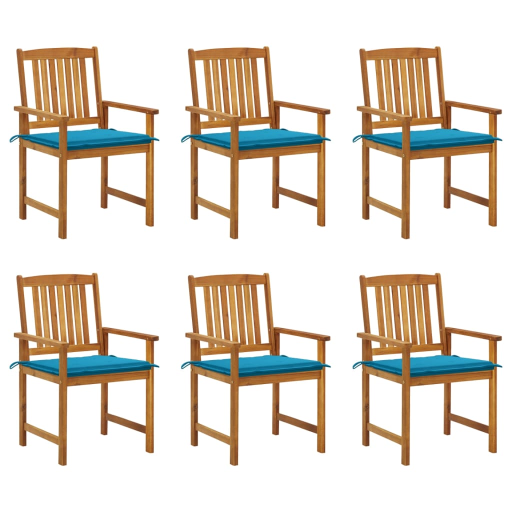 vidaXL Záhradné stoličky s podložkami 6 ks masívne akáciové drevo