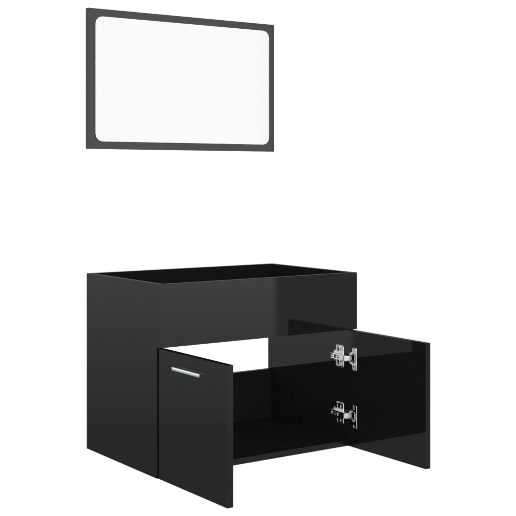 vidaXL 2-dielny kúpeľňový nábytok, lesklý čierny, kompozitné drevo