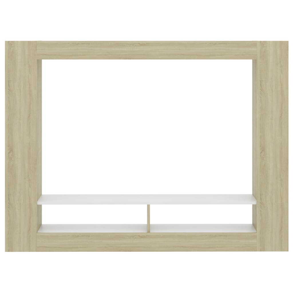vidaXL TV skrinka, biela a dub sonoma 152x22x113 cm, kompozitné drevo