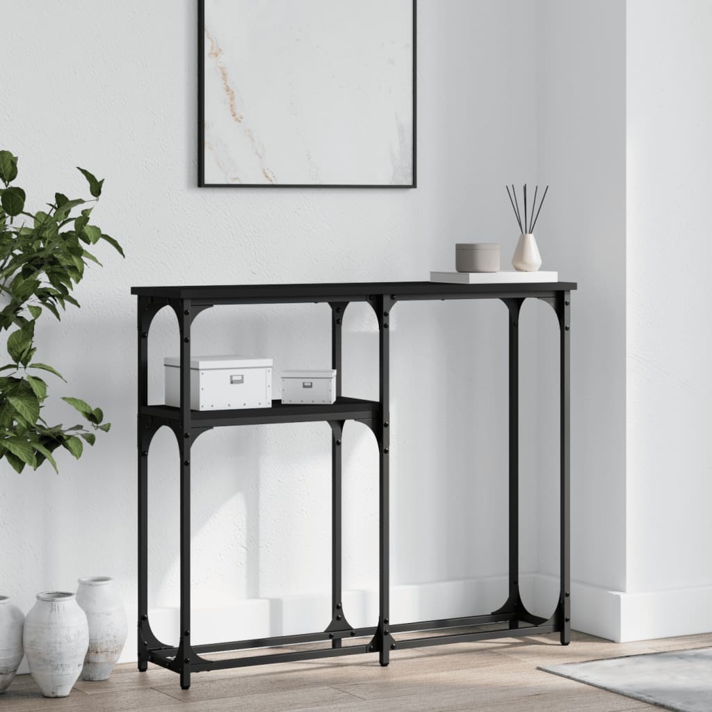 vidaXL Konzolový stolík čierny 90x22,5x75 cm kompozitné drevo
