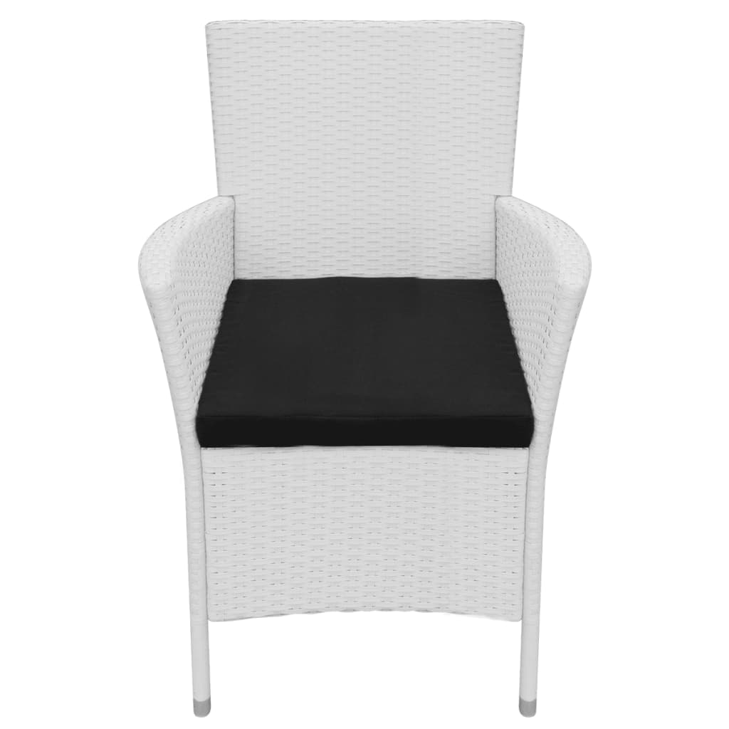 vidaXL Záhradné stoličky 2 ks s podložkami, polyratan, biele