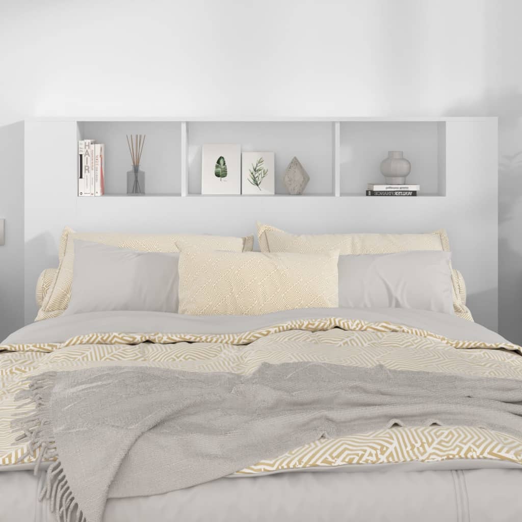 vidaXL Čelo postele so skrinkou biele 160x18,5x104,5 cm