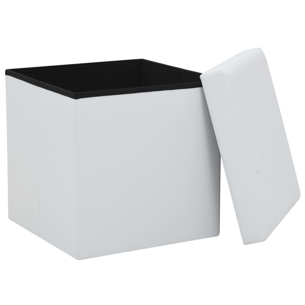 vidaXL Skladacie úložné taburetky 2 ks biele umelá koža