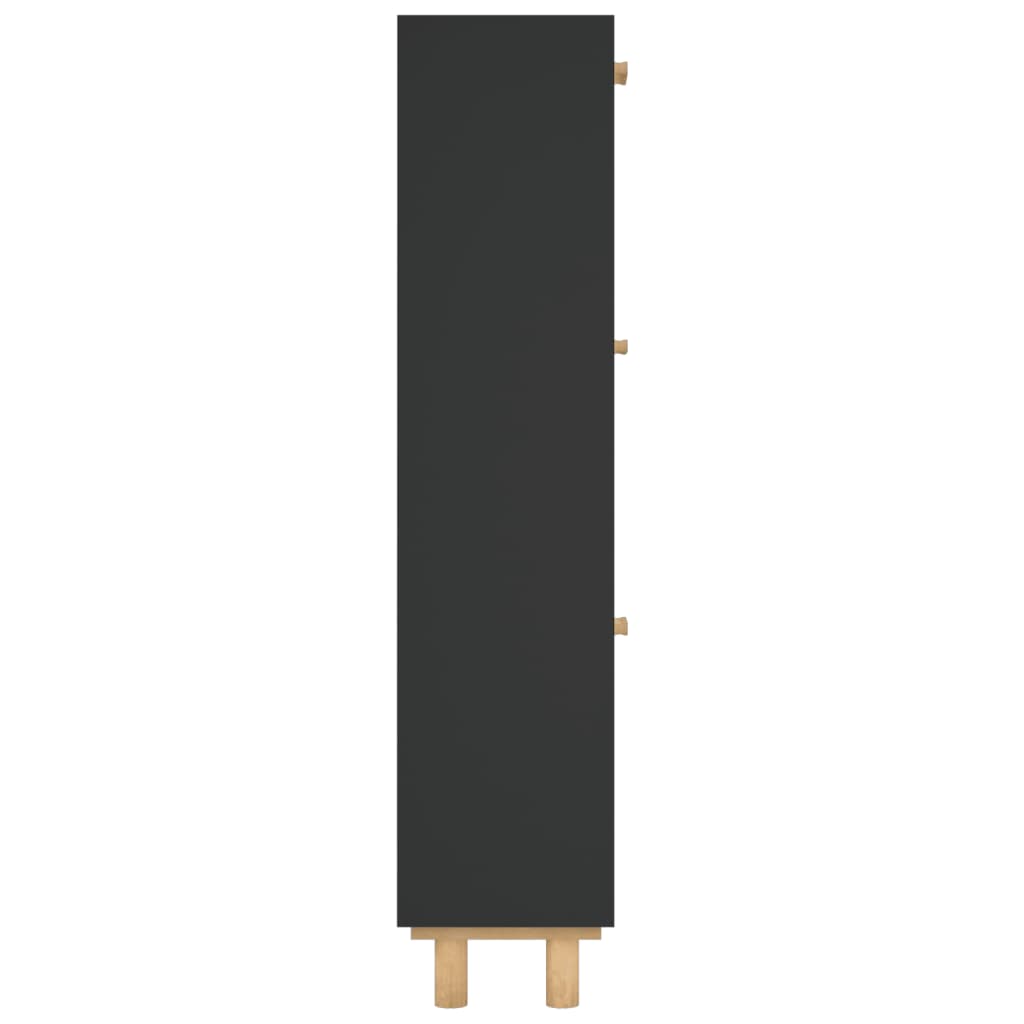 vidaXL Botník čierny 52x25x115 cm spracované drevo a prírodný ratan