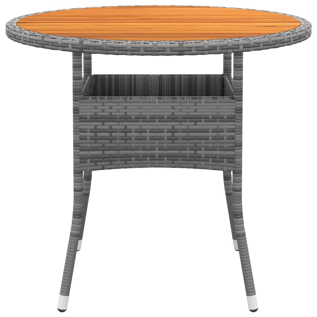 vidaXL Záhradný stôl Ø80x75 cm akáciové drevo a polyratan sivý
