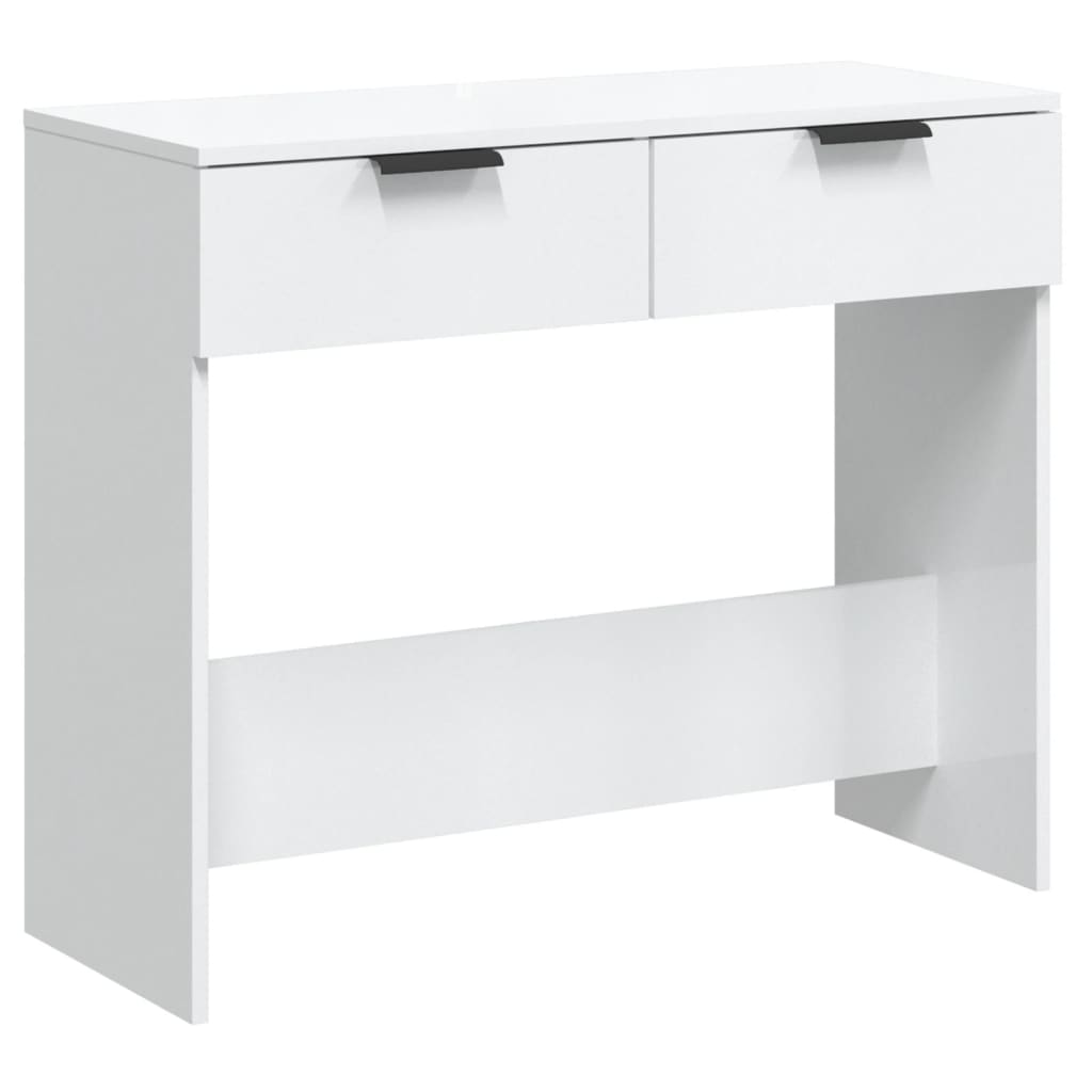vidaXL Konzolový stolík lesklý biely 90x36x75 cm spracované drevo