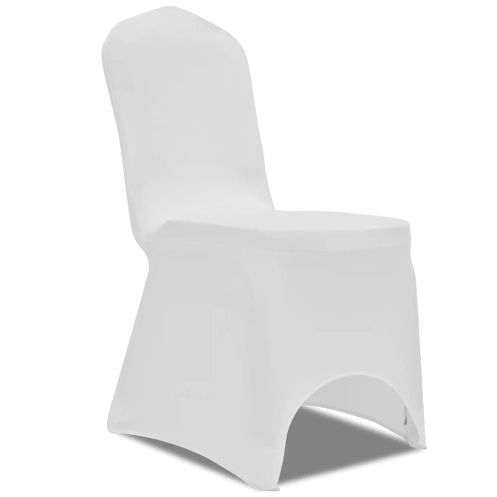 vidaXL Naťahovací návlek na stoličku, 100 ks, biely