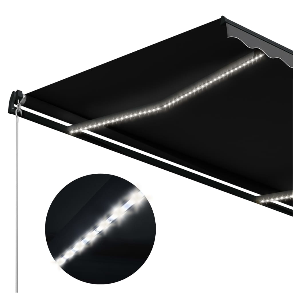 vidaXL Ručne zaťahovacia markíza s LED antracitová 600x300 cm