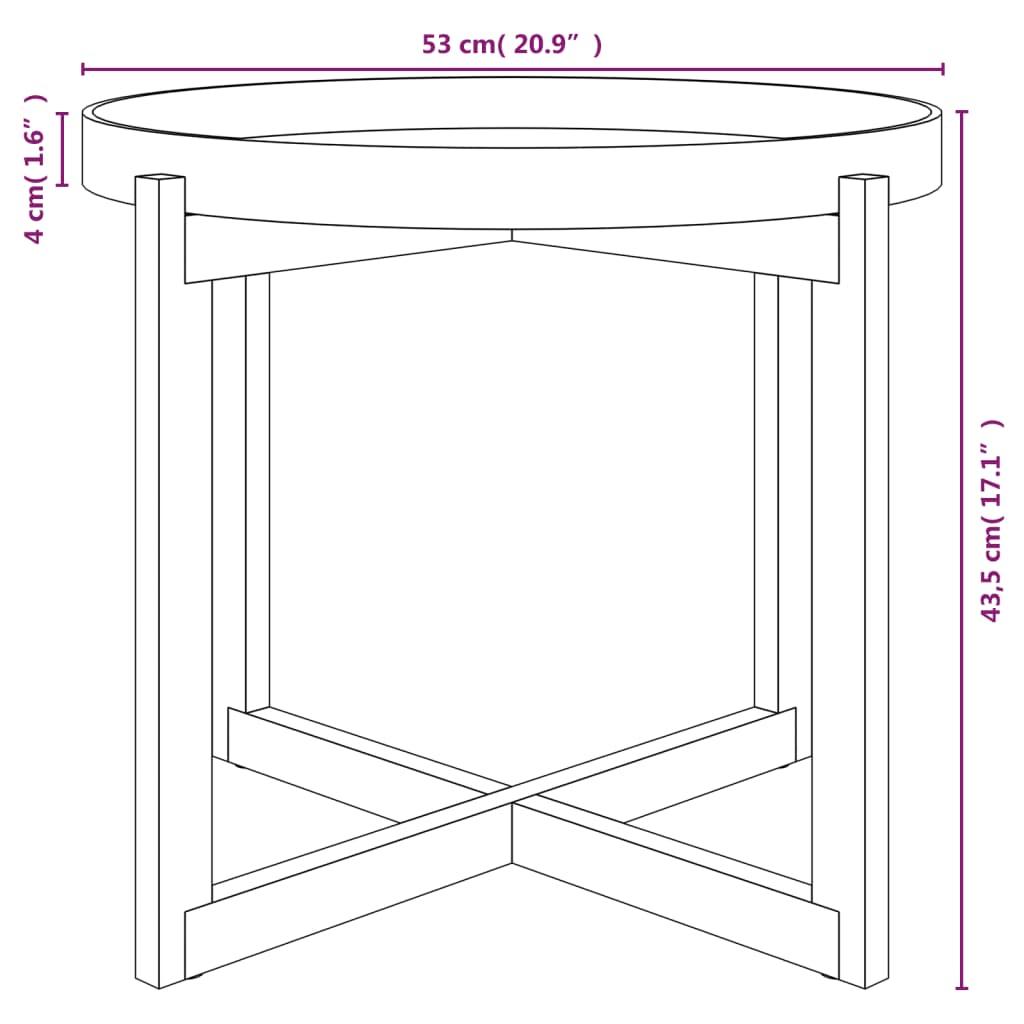 vidaXL Konferenčný stolík čierny 53x53x43,5 cm sprac. drevo a borovica