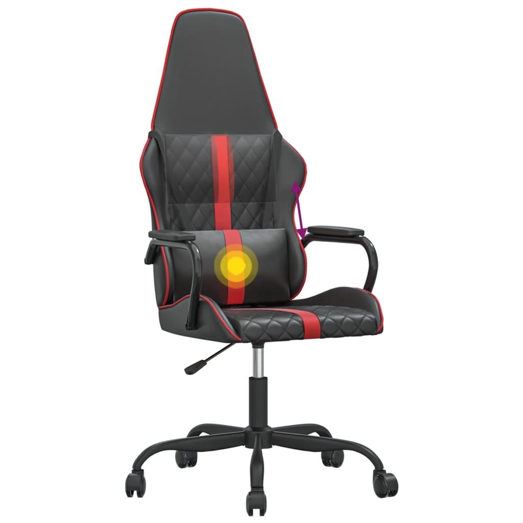 vidaXL Masážna herná stolička červeno-čierna umelá koža