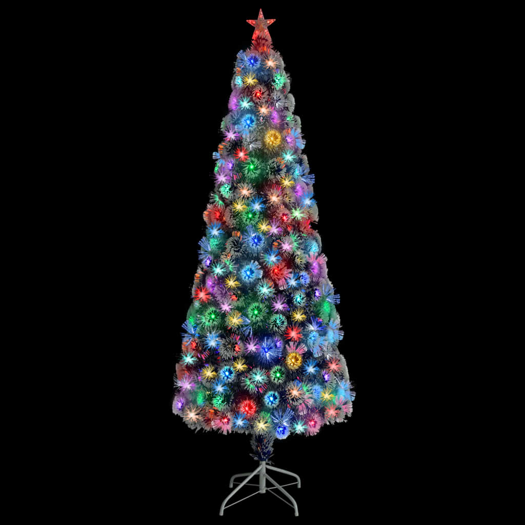 vidaXL Osvetlený vianočný stromček, bielo modrý 210 cm, optické vlákno