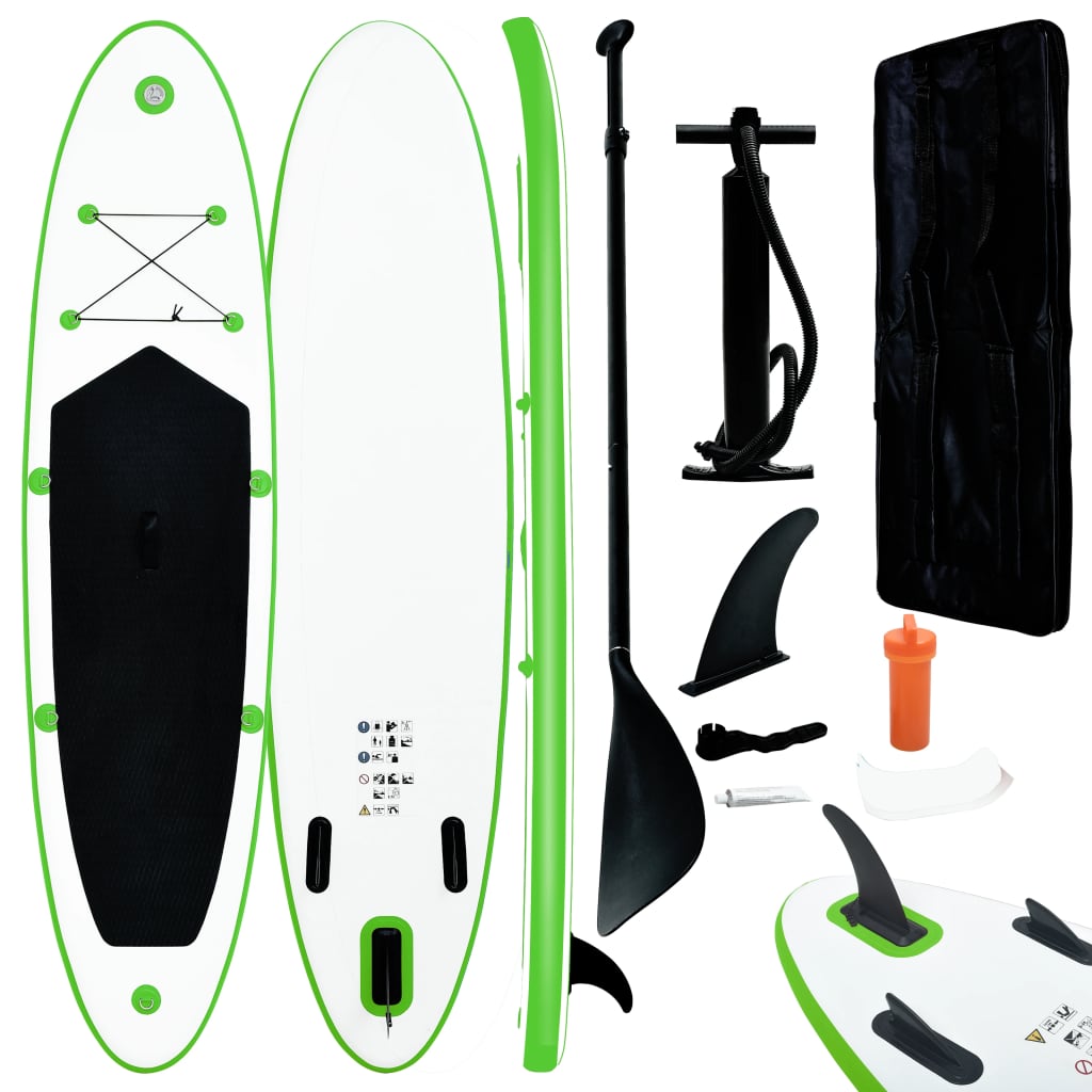 vidaXL Nafukovací Stand up paddleboard, zeleno biely