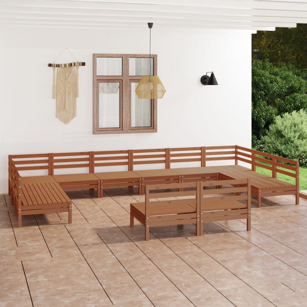 vidaXL 12-dielna záhradná sedacia súprava, medová, borovicový masív