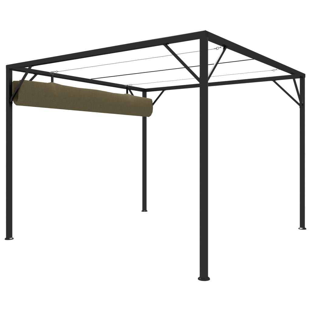 vidaXL Záhradný altánok, zaťahovacia strecha 3x3 m, sivohnedý 180 g/m²