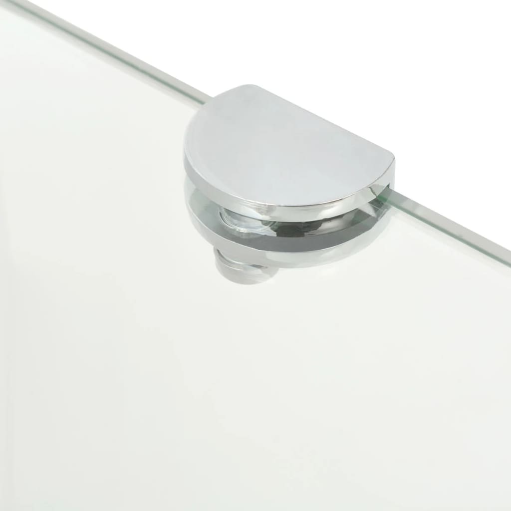 vidaXL Rohová polička s chrómovanou podperou z priehľadného skla, 35x35 cm