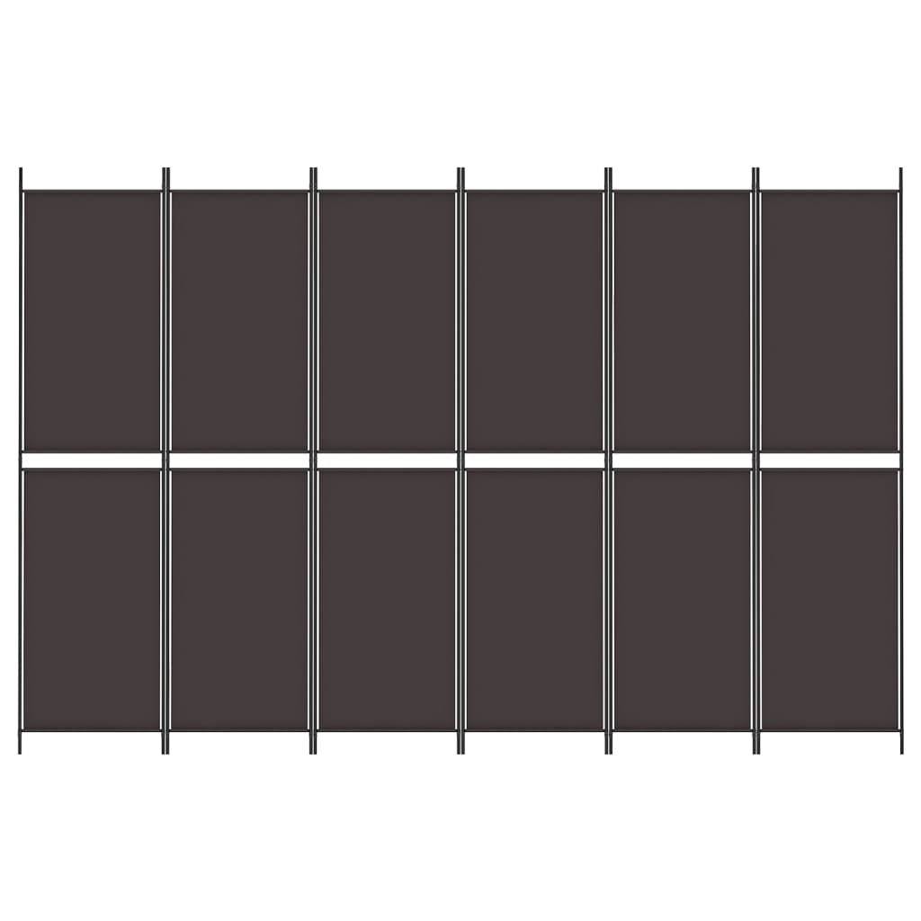 vidaXL 6-panelový paraván hnedá 300x200 cm látkový