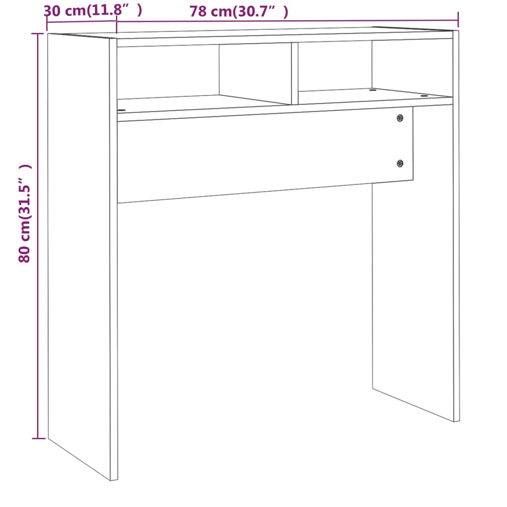 vidaXL Konzolový stolík hnedý dub 78x30x80 cm spracované drevo