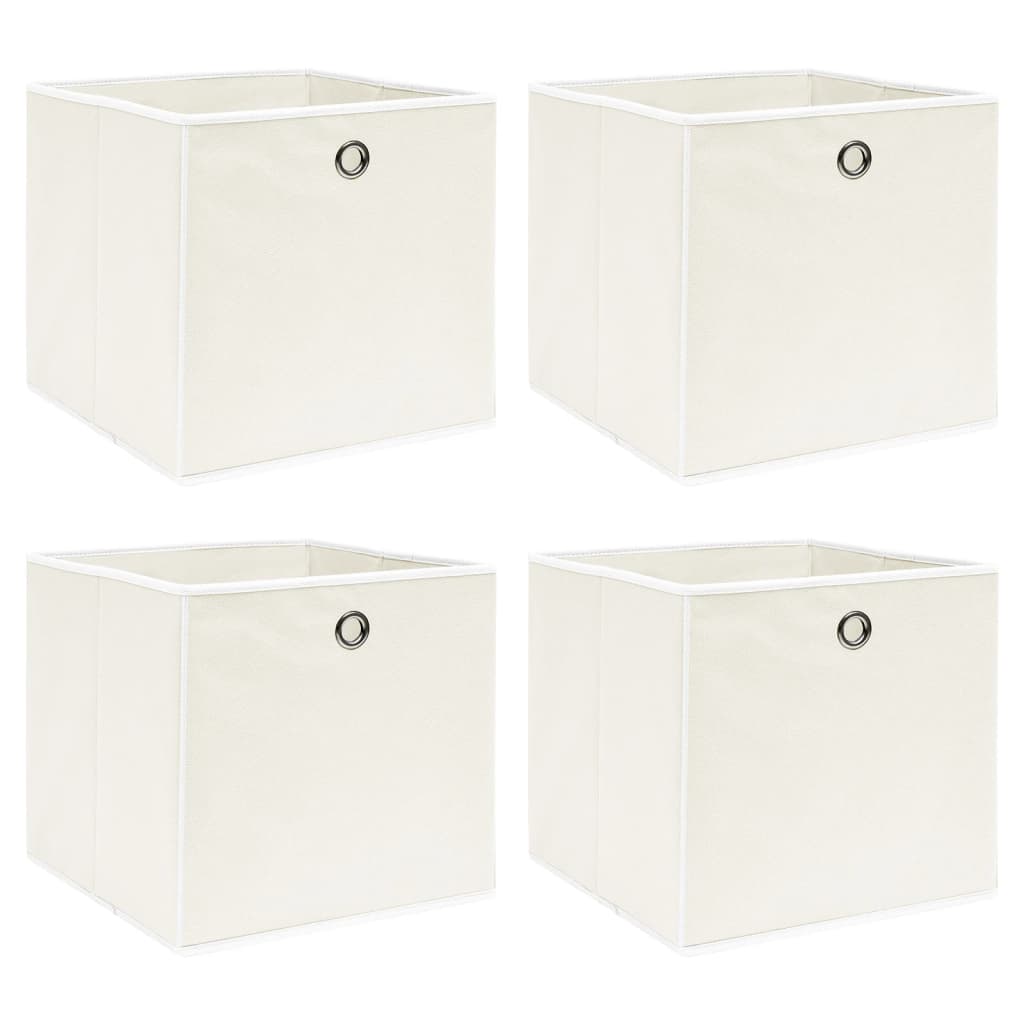 vidaXL Úložné boxy 4 ks, biele 32x32x32 cm, látka