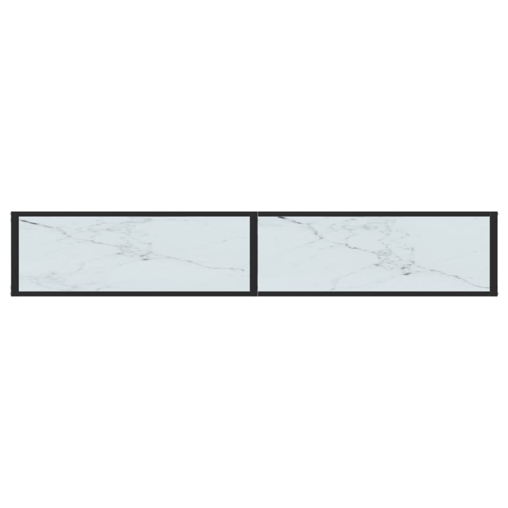 vidaXL Konzolový stolík biely mramor 200x35x75,5 cm tvrdené sklo