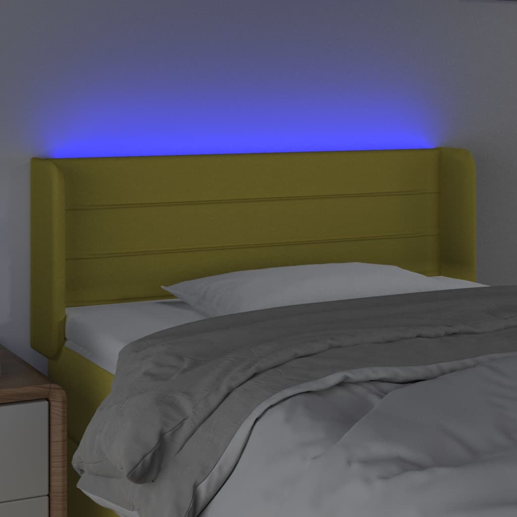 vidaXL Čelo postele s LED zelené 83x16x78/88 cm látka
