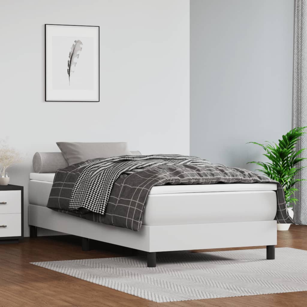 vidaXL Boxspring posteľ s matracom biela 80x200 cm umelá koža