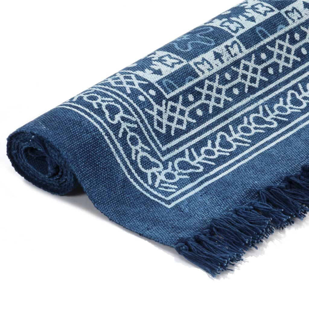 vidaXL Kilim koberec modrý 120x180 cm bavlnený vzorovaný