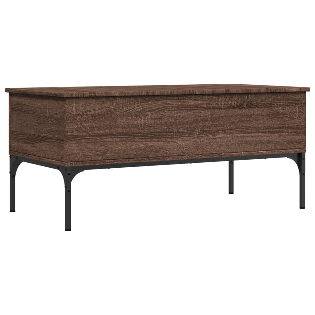 vidaXL Konferenčný stolík, hnedý dub 100x50x45cm, kompozitné drevo+kov