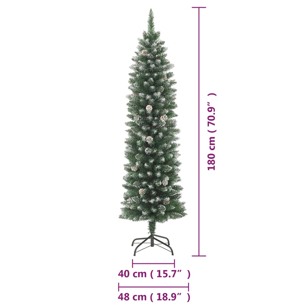vidaXL Umelý úzky vianočný stromček s podstavcom 180 cm PVC