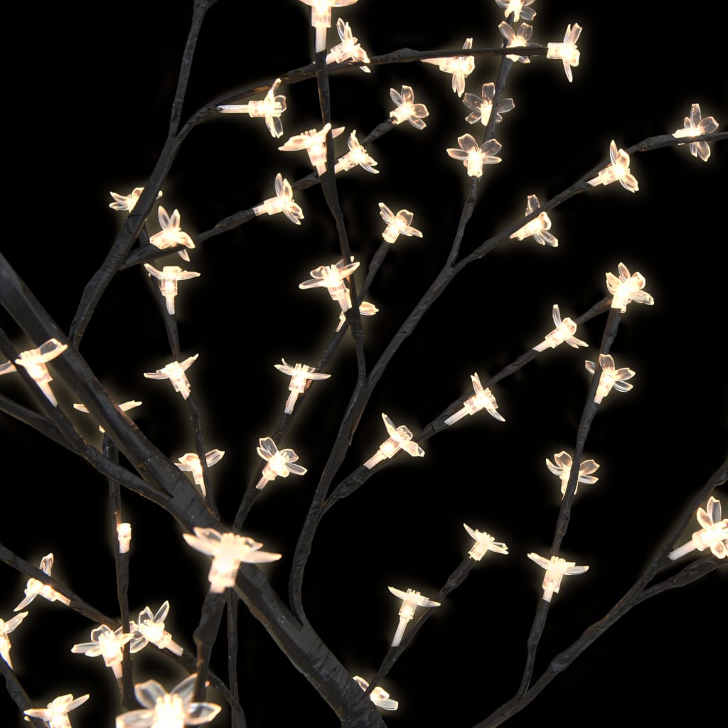 vidaXL Vianočný stromček 128 LED teplé biele svetlo kvety čerešne 120 cm