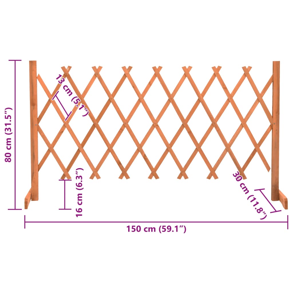 vidaXL Záhradný mriežkový plot oranžový 150x80 cm masívne jedľové drevo