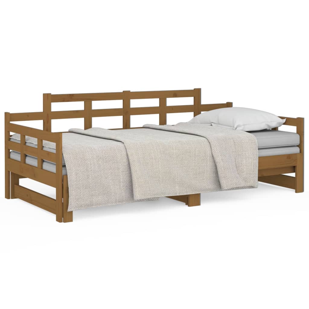 vidaXL Rozkladacia denná posteľ hnedá borovicový masív 2x(90x190) cm