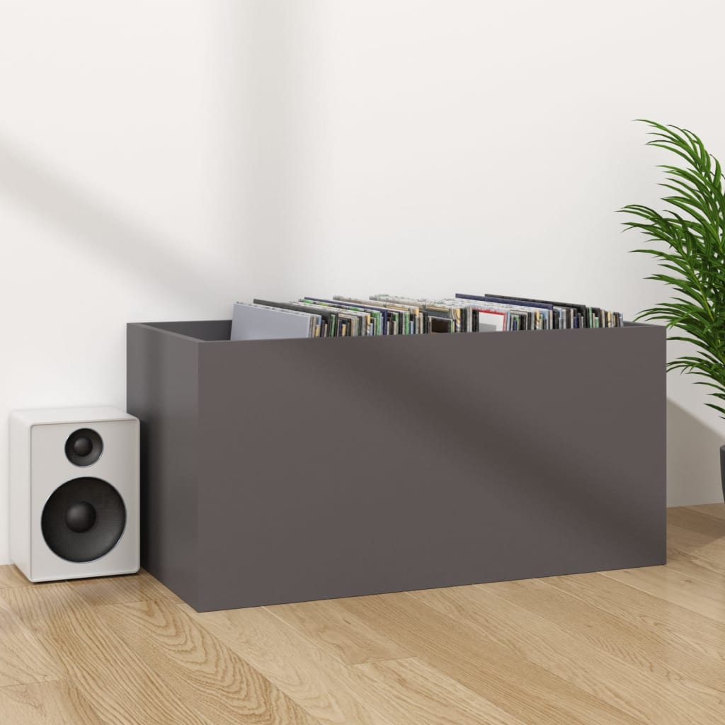 vidaXL Úložný box na vinyly, sivý 71x34x36 cm, kompozitné drevo
