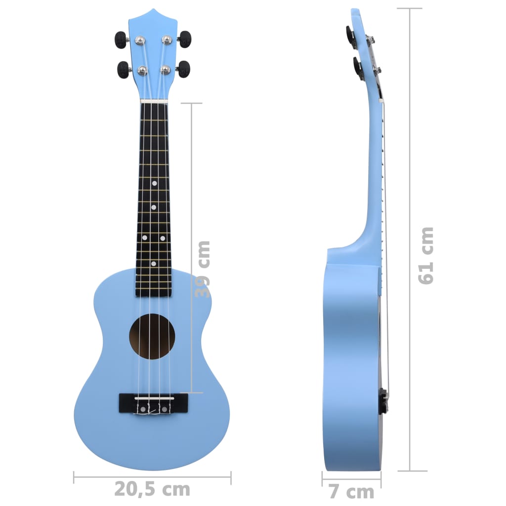 vidaXL Sopránové ukulele s taškou pre deti modré 23"