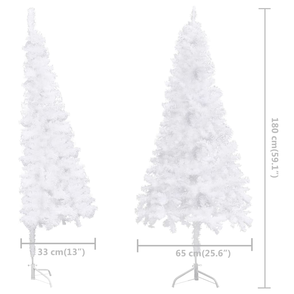 vidaXL Rohový osvetlený umelý vianočný stromček, biely 180 cm, PVC