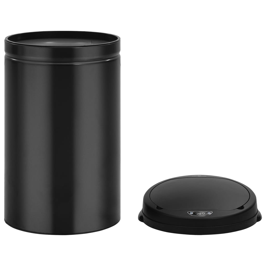 vidaXL Automatický odpadkový kôš, senzor 40 l, uhlíková oceľ, čierny