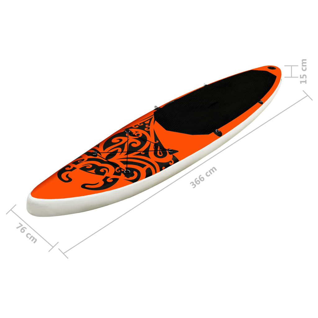 vidaXL Nafukovací Stand Up Paddleboard 366x76x15 cm oranžový