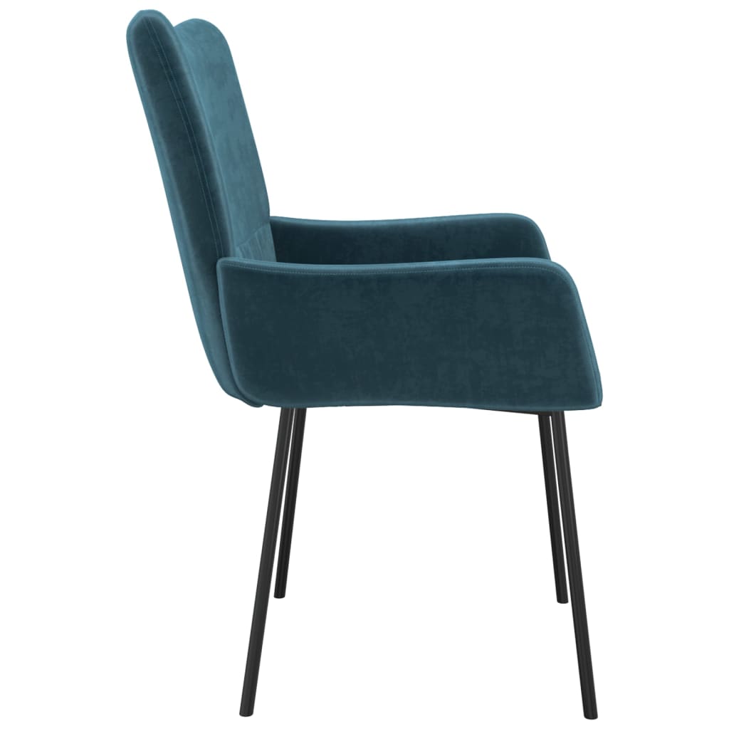 vidaXL Jedálenské stoličky 2 ks modré zamatové