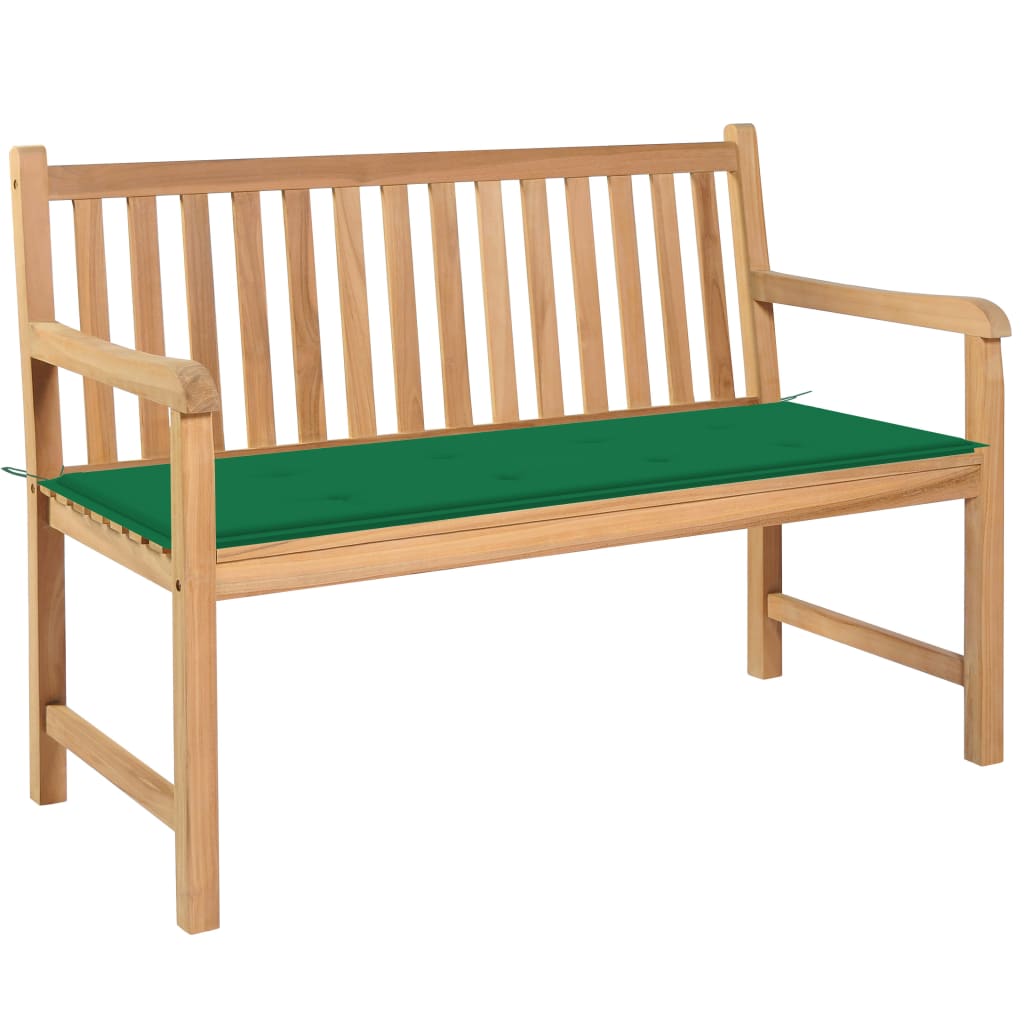 vidaXL Záhradná lavička so zelenou podložkou 120 cm tíkový masív