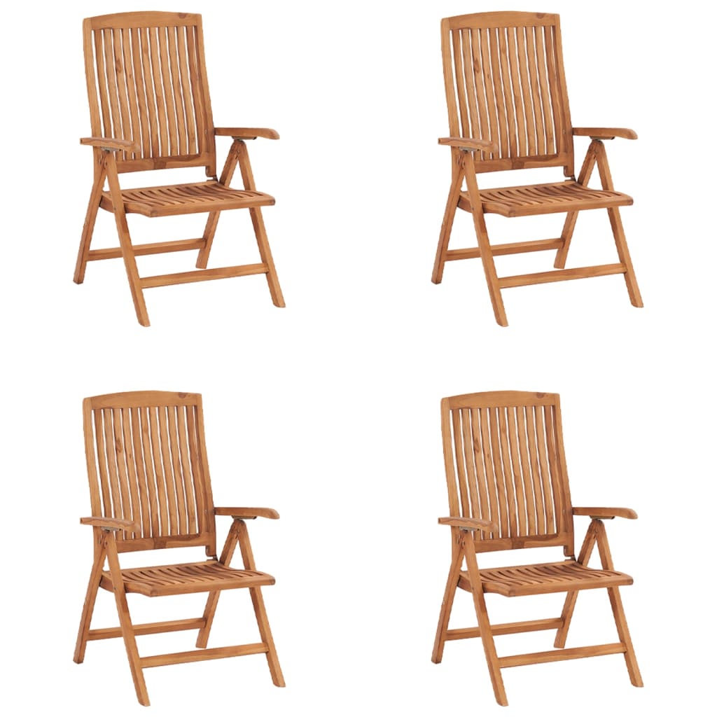 vidaXL Sklápacie záhradné stoličky s podložkami 4 ks tíkový masív